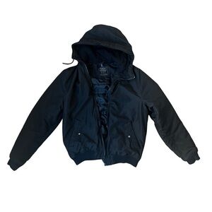 Black Hooded Bomber Jacket